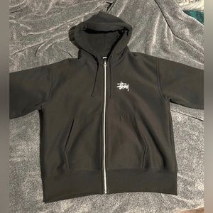 Black stussy zip up hoodie